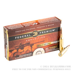 20 Rounds of 6.5 mm Creedmoor Ammo by Federal - 130gr Berger Hybrid OTM