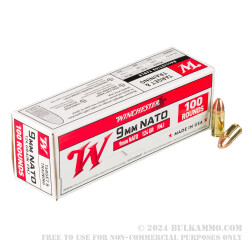 1000 Rounds of 9mm NATO Ammo by Winchester - 124gr FMJ