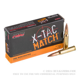 200 Rounds of .308 Win Ammo by PMC X-TAC Match - 168gr OTM