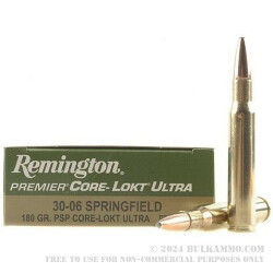 200 Rounds of 30-06 Springfield Ammo by Remington Premier Ultra Bonded - 180gr PSP