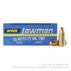 1000 Rounds of .32 ACP Ammo by Speer - 71gr TMJ