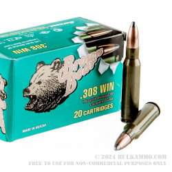 500  Rounds of .308 Win Ammo by Brown Bear - 140gr SP