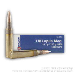 10 Rounds of .338 Lapua Ammo by Lapua - 250gr FMJBT