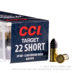 100 Rounds of .22 Short Ammo by CCI - 29gr LRN