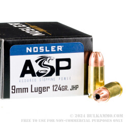 20 Rounds of 9mm Ammo by Nosler Match Grade - 124gr JHP