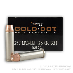50 Rounds of .357 Mag Ammo by Speer Gold Dot LE - 125gr JHP