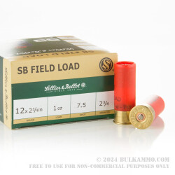 250 Rounds of 12ga 2-3/4" Ammo by Sellier & Bellot - 1 ounce #7 1/2 shot
