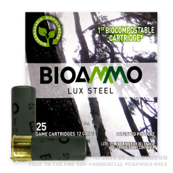 250 Rounds of 12ga Ammo by BioAmmo Lux Steel - 1-1/8 ounce #4 shot
