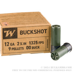 250 Rounds of 12ga Ammo by Winchester Military Grade - 00 Buck