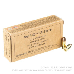 1000 Rounds of 9mm Ammo by Winchester Service Grade - 115gr FMJ FN