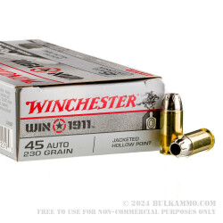 50 Rounds of .45 ACP Ammo by Winchester Win1911 - 230gr JHP