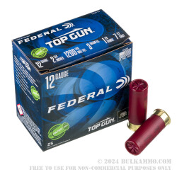 250 Rounds of 12ga Ammo by Federal Top Gun - 1 1/8 ounce #7 1/2 shot