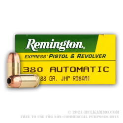 500  Rounds of .380 ACP Ammo by Remington - 88gr JHP