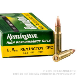 20 Rounds of 6.8 SPC Ammo by Remington - 115gr OTM