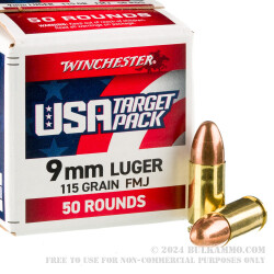 1000 Rounds of 9mm Ammo by Winchester USA - 115gr FMJ