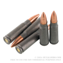 20 Rounds of 7.62x39mm Ammo by Tula - 122gr FMJ