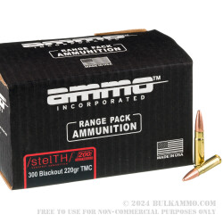 200 Rounds of .300 AAC Blackout Ammo by Ammo Inc. stelTH - 220gr TMJ