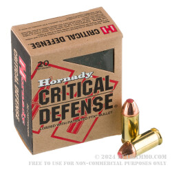 20 Rounds of .45 ACP Ammo by Hornady Critical Defense - 185gr JHP