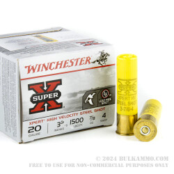25 Rounds of 20ga Ammo by Winchester - 7/8 ounce #4 Shot (Steel)