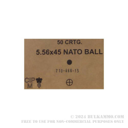 50 Rounds of 5.56x45 SS109 Ammo by Lithuanian Military Surplus - 62gr FMJ