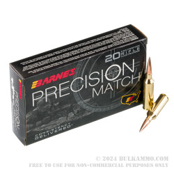 20 Rounds of 6.5 PRC Ammo by Barnes Precision Match - 145gr OTM BT