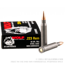 1000 Rounds of .223 Rem Ammo by Wolf Performance - 55gr FMJ