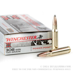 200 Rounds of .308 Win Ammo by Winchester - 150gr Power Point