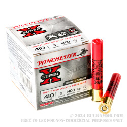 250 Rounds of .410 Ammo by Winchester Super-X - 3" 3/8 ounce #6 steel shot