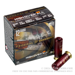 25 Rounds of 12ga Ammo by Federal High Over All - 1 ounce #8 1/2 shot