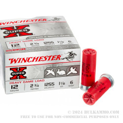 25 Rounds of 12ga 2-3/4" Ammo by Winchester Super-X Heavy Game Load - 1 1/8 ounce #6 shot