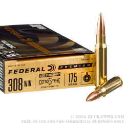 200 Rounds of .308 Win Ammo by Federal Gold Medal CenterStrike - 175gr OTM