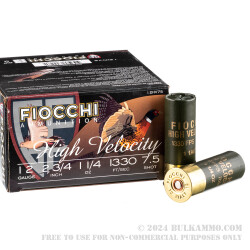 25 Rounds of 12ga Ammo by Fiocchi High Velocity - 2 3/4" 1 1/4 ounce #7 1/2 shot