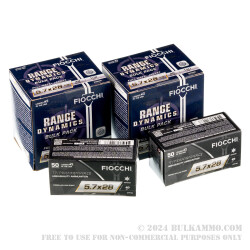 400 Rounds of 5.7x28mm Ammo by Fiocchi Combo Pack - 40gr FMJ & 40gr THP