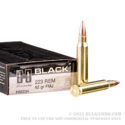 200 Rounds of .223 Ammo by Hornady BLACK - 62gr FMJ