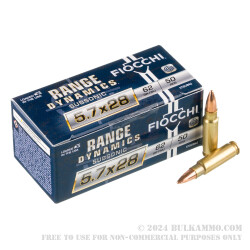 500 Rounds of 5.7x28mm Ammo by Fiocchi Subsonic - 62gr FMJ