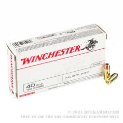 50 Rounds of .40 S&W Ammo by Winchester - 180gr FMJ