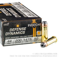 1000 Rounds of .44 Mag Ammo by Fiocchi - 200gr SJHP
