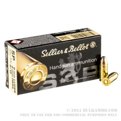 50 Rounds of 9mm Ammo by Sellier & Bellot - 124gr SP