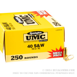 1000 Rounds of .40 S&W Ammo by Remington - 165gr MC