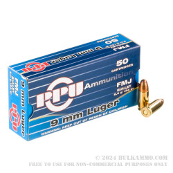1000 Rounds of 9mm Ammo by Prvi Partizan - 124gr FMJ