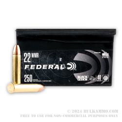 250 Rounds of .22 WMR Ammo by Federal Black Pack - 40gr FMJ