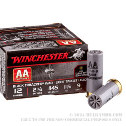 25 Rounds of 12ga Ammo by Winchester TrAAcker Black -  2-3/4" 1-1/8 ounce #9 shot