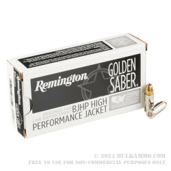 50 Rounds of 9mm +P Ammo by Remington Golden Saber - 124gr BJHP