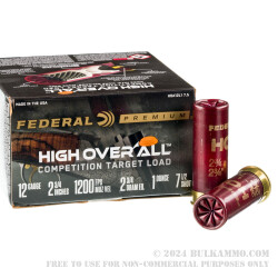 25 Rounds of 12ga Ammo by Federal High Over All - 1 ounce #7 1/2 shot