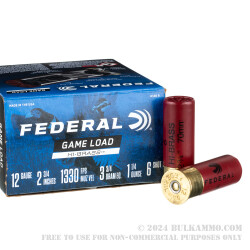 250 Rounds of 12ga Ammo by Federal Game Load Upland Hi-Brass - 1 1/4 ounce #6 shot