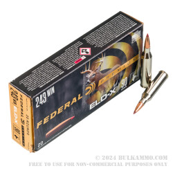 20 Rounds of .243 Win Ammo by Federal - 90gr ELD-X
