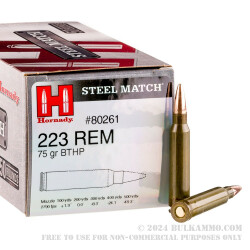 50 Rounds of .223 Ammo by Hornady Steel Match - 75gr HPBT