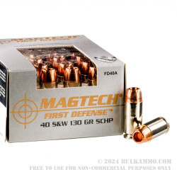 20 Rounds of .40 S&W Ammo by Magtech First Defense - 130gr SCHP