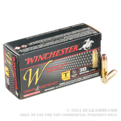 50 Rounds of .38 Spl Ammo by Winchester - 130gr FMJ