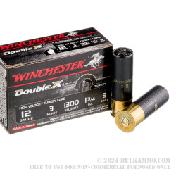 10 Rounds of 12ga 3" Ammo by Winchester Double X Turkey Load - 1 3/4 ounce #5 shot